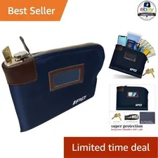 Waterproof Cash Bag 11 x 8.6 Inches Leatherette Zipper Lock with 2 Keys