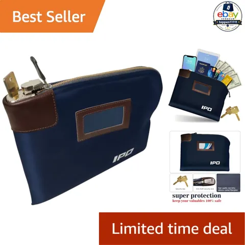 Waterproof Cash Bag 11 x 8.6 Inches Leatherette Zipper Lock with 2 Keys