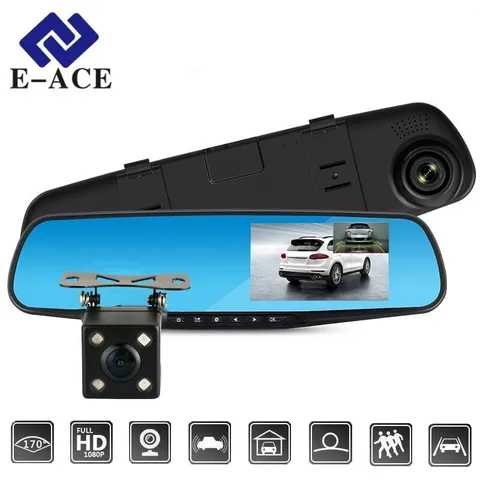 Cámara De Espejo Retrovisor De Coche HD 1080P DVR 4.3" DOBLE LENTE Vision Noche