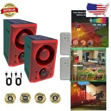 Waterproof Solar Motion Sensor Alarm 130dB Dog Bark Gunshot Sound 2 Pack