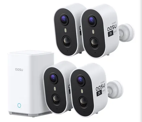 Wireless Outdoor Security Camera Kit with aosuBase Local Storage, 2K with 6X Zo