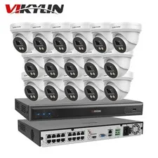Vikylin SmartFind 16ch CCTV System 5MP Camera Dual Light 4k 16 POE NVR Lot