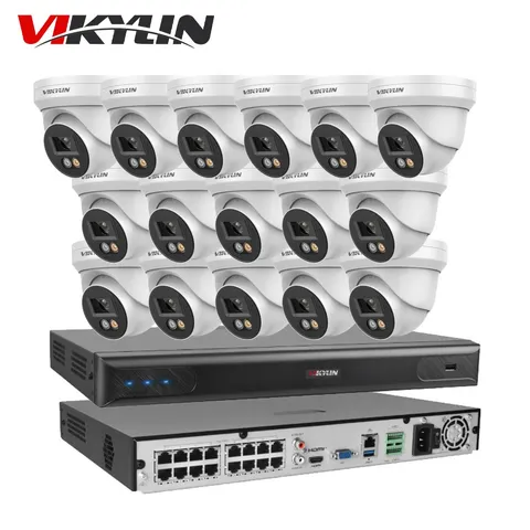 Vikylin SmartFind 16ch CCTV System 5MP Camera Dual Light 4k 16 POE NVR Lot
