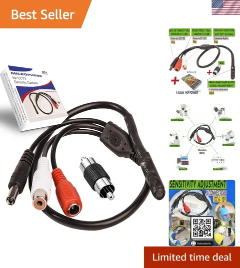 Outdoor CCTV Microphone for Security Camera - RCA Audio Surveillance Mic (1 Pack