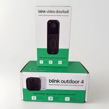 Blink Outdoor 4 Wireless Camera Security System & Blink Video Doorbell BUNDLE
