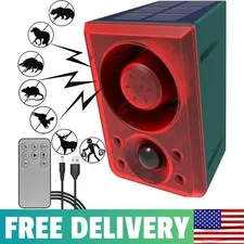 Solar Outdoor Motion Sensor Alarm - Dog Barking & Gunshot Sound 130db Motion