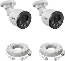 ZOSI 2 Pack 4K 8MP PoE Add on Security Camera with Ethernet Cables Detect Audio