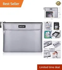 Protect Your Valuables with Fireproof Document Bag - 13.4” x 10.2” Silver Style