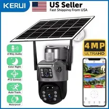 4MP Solar Dual Lens Wireless Security Camera Outdoor WiFi Cam Night Vision