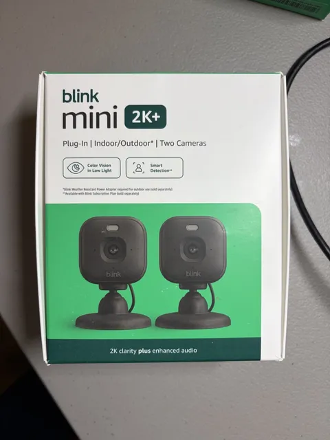 Blink Mini 2K+ Newest Model Plug-In Home Pet Security Camera 2 Pack Black