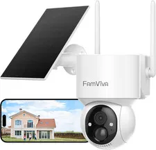 2K Solar Security Cameras Wireless Outdoor, 360°PTZ Battery Powered Cameras for