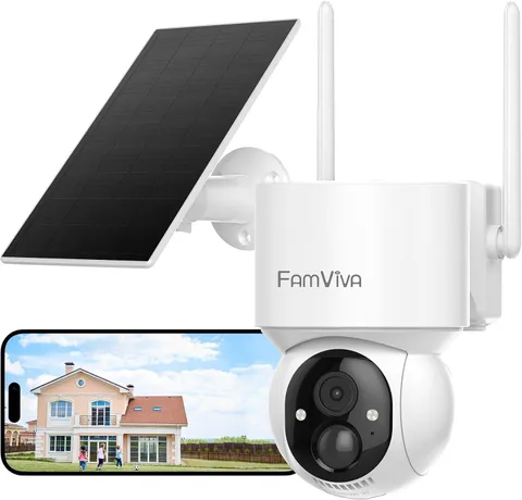 2K Solar Security Cameras Wireless Outdoor, 360°PTZ Battery Powered Cameras for