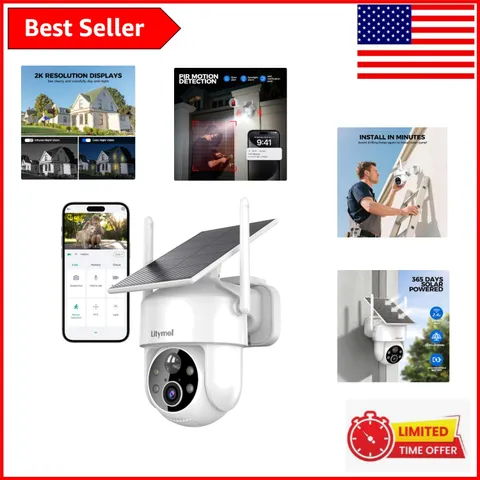 Weatherproof 2K Solar Security Camera - 360° Color Night Vision & AI Alerts