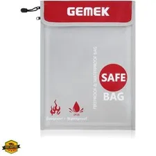 Fireproof Document Bag 2000℉ Upgraded 2 Pockets, 15”x 11” Fireproof and Water...