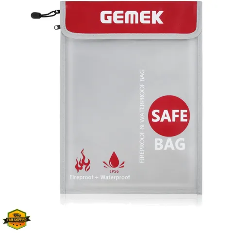 Fireproof Document Bag 2000℉ Upgraded 2 Pockets, 15”x 11” Fireproof and Water...