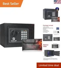 Electronic Digital Keypad Safe with Fireproof Money Bag - 0.23 Cuft Black Steel