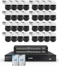 ZOSI 32CH 4K PoE Security Camera System 32 x 8MP Pan/Tilt PoE IP Camera with 8TB