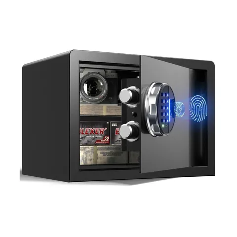 Grimtron 20 LB Smart Biometric Safe with Fingerprint Lock, Silent Mode, Backl...