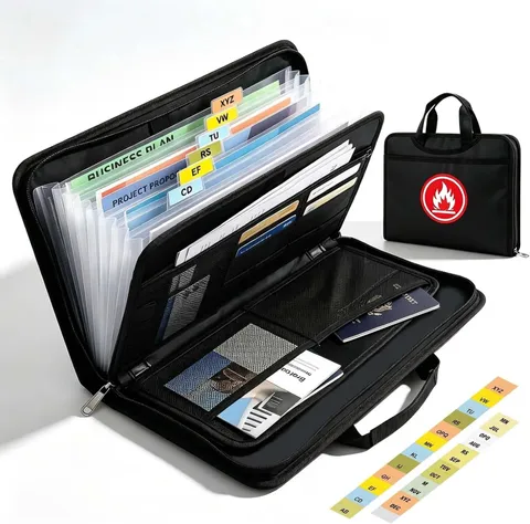 Fireproof A4 Accordion File Organizer 13 Pockets Expandable Document Folder B...
