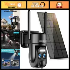 4K Wireless Outdoor Security Camera - Dual Lens, 360° PTZ, Solar Powered