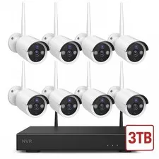 10CH NVR 5MP System, 8×3MP Cameras, 3TB HDD, Night Vision, Motion Detection, App