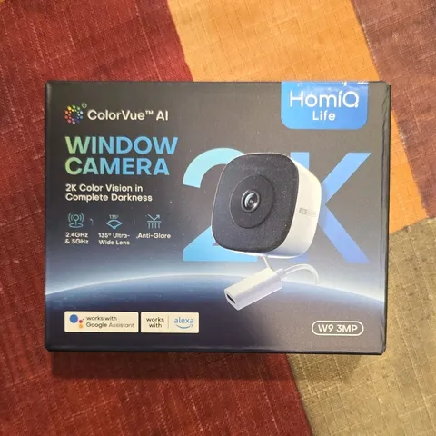 HomiQ Life W9 2K Wi-Fi Window Camera White, Color Night Vision, 2-Way Audio