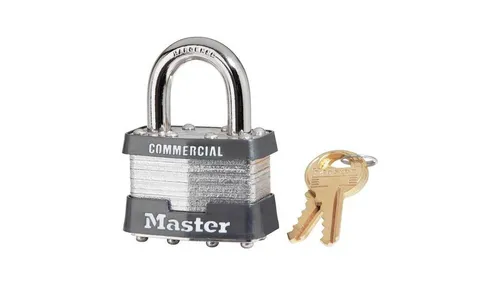 Master Lock No. 1 Laminated Steel Padlock, D5/16 x W3/4 x H15/16, Keyed Alike