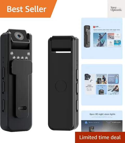 1080P Mini Body Camera Video Recorder, Small Pocket Body Born Cam Wearable Ca...