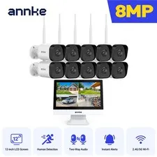 ANNKE 4K 10CH 12” Monitor Wireless 8MP AI Security Camera System Two Way Audio