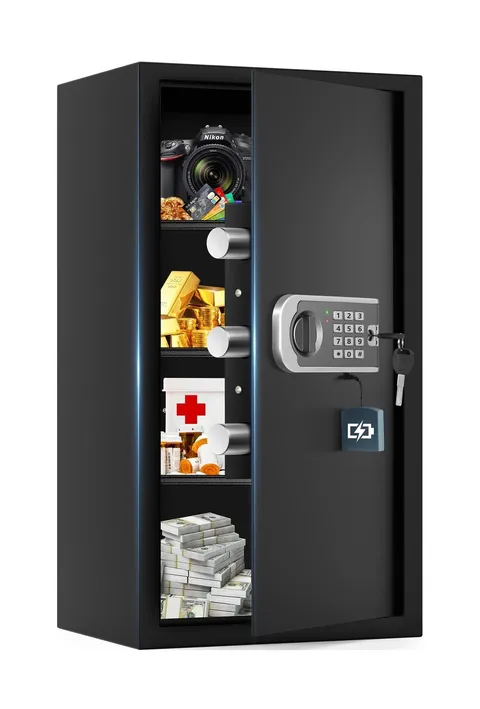 27.56"H Steel Safe Box, 6.0 Cuft Home Safes with Fireproof Waterproof Bag, Di...