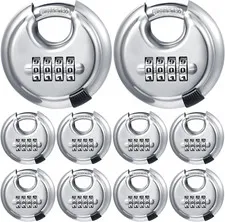 10-Pack Stainless Steel 4 Digit Combination Locks Code Disc Lock Combo Padlock
