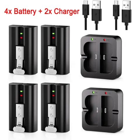 4 Pack 7200mAh Rechargeable Battery and Charger Station for Ring Doorbell 2/3/4