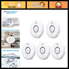 5 Pack Water Leak Alarm Sensors - 120dB Loud Alert, IP66 Waterproof, Easy Instal