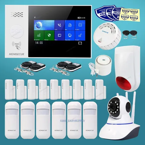 HOMSECUR Wireless WIFI 4G GSM Burglar Intruder Alarm System+Wireless IP Camera