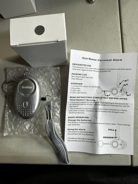 Silver SoSoon Personal Alarm With Flashlight 140dB