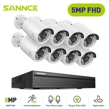 SANNCE 5MP PoE Two Way Audio Security Camera System 4K 8CH NVR Human Detection
