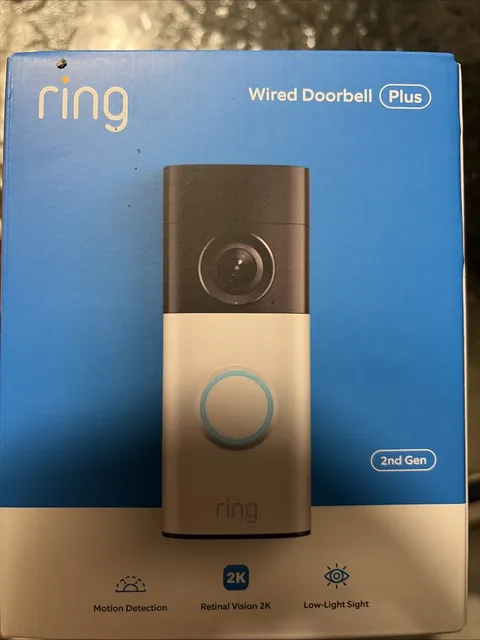 Ring - Wired Doorbell Plus (2nd Gen) Retinal 2K, Motion Detection, Night Vi...