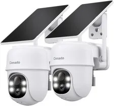 2K Home Security Cameras 2.4G WiFi Outdoor Solar Battery 2pk