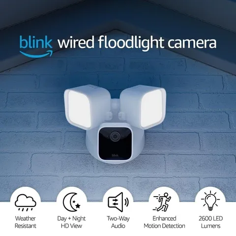 Blink Wired Floodlight Camera Smart Camera 2600 lumens HD live view NEW, SELAED