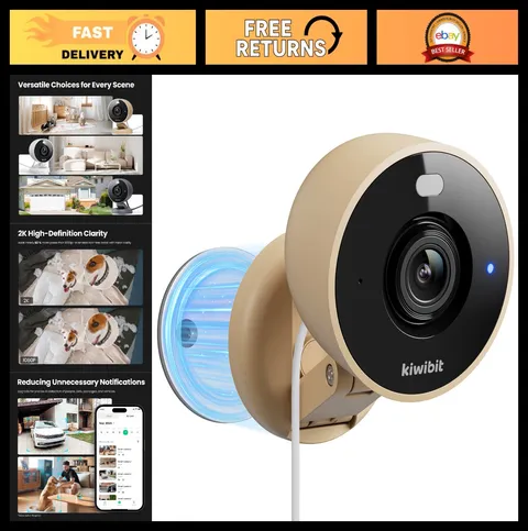 2K Indoor/Outdoor Security Camera - Pet & Baby Monitor, AI Detection, Night Visi