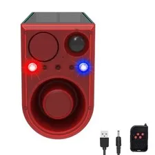 Solar Motion Sensor Alarm with 13Sounds Outdoor,LED Red Blue Flashing Warning...