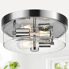 Flush Mount Ceiling Light Fixtures, 2-Light Chrome for