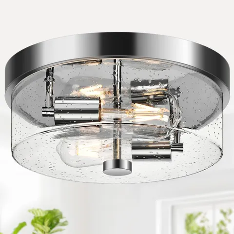 Flush Mount Ceiling Light Fixtures, 2-Light Chrome for