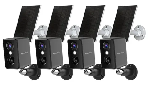 2K Security Cameras Wireless Outdoor 4 Pack, Solar Battery Powered Camera wit...