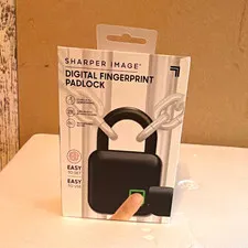 Sharper Image Digital Fingerprint Padlock, Black Metal, Small, IP65