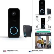 Wyze Lifestyle 2K Smart Video Doorbell v2 and Wedge Kit Bundle | 2K smart vid...
