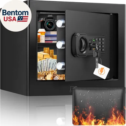 9.84"H Small Safe Box for Personal Privacy, 1.2 Cu Ft Security Safe with Firepro
