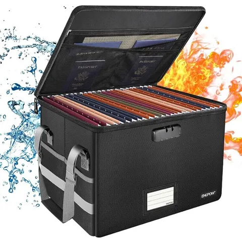 File Box W/ Lock Fireproof Storage Portable Home Organizer Anti-Static Boxes New