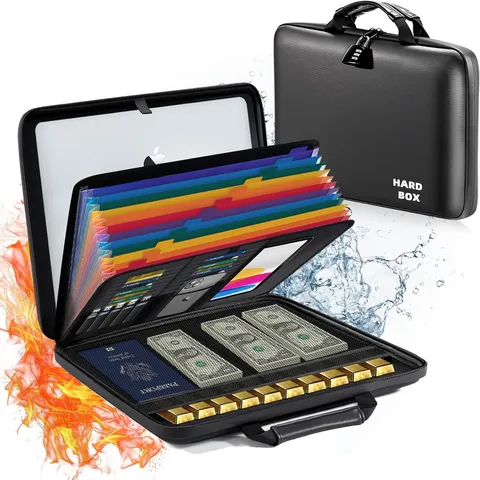 Fireproof Document Box File Organizer: Hard-Shell Case Fireproof Waterproof Box