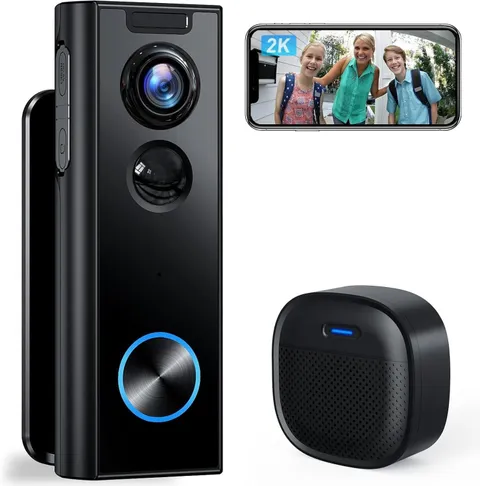 2K Wireless Doorbell Camera with Chime, No Subscription, Alexa | 2K Video, Human